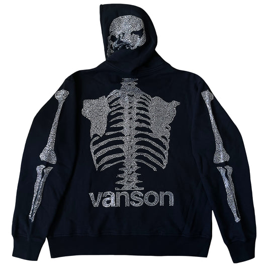 Vanson Leathers 50th Anniversary Rhinestone Skeleton Hoodie - XL