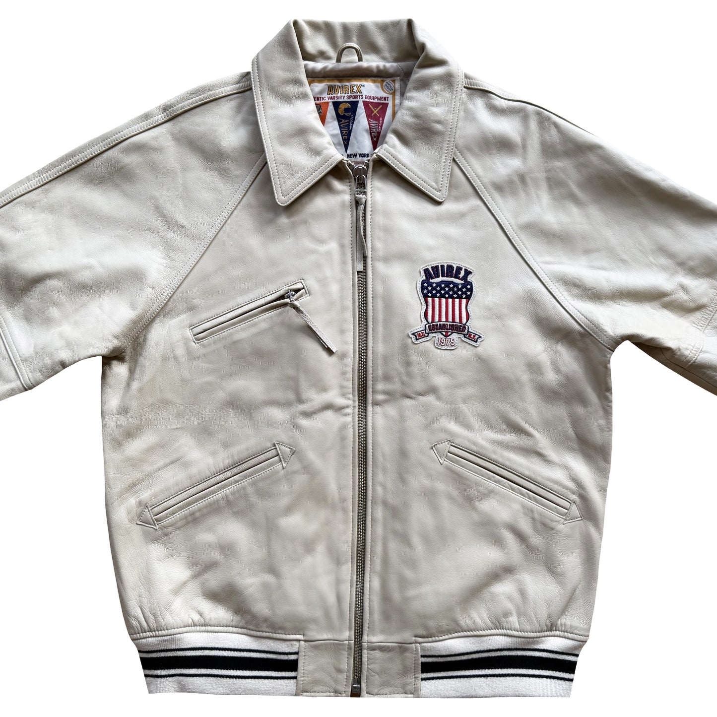 Avirex USA 'Icon' Leather Varsity Jacket - XL