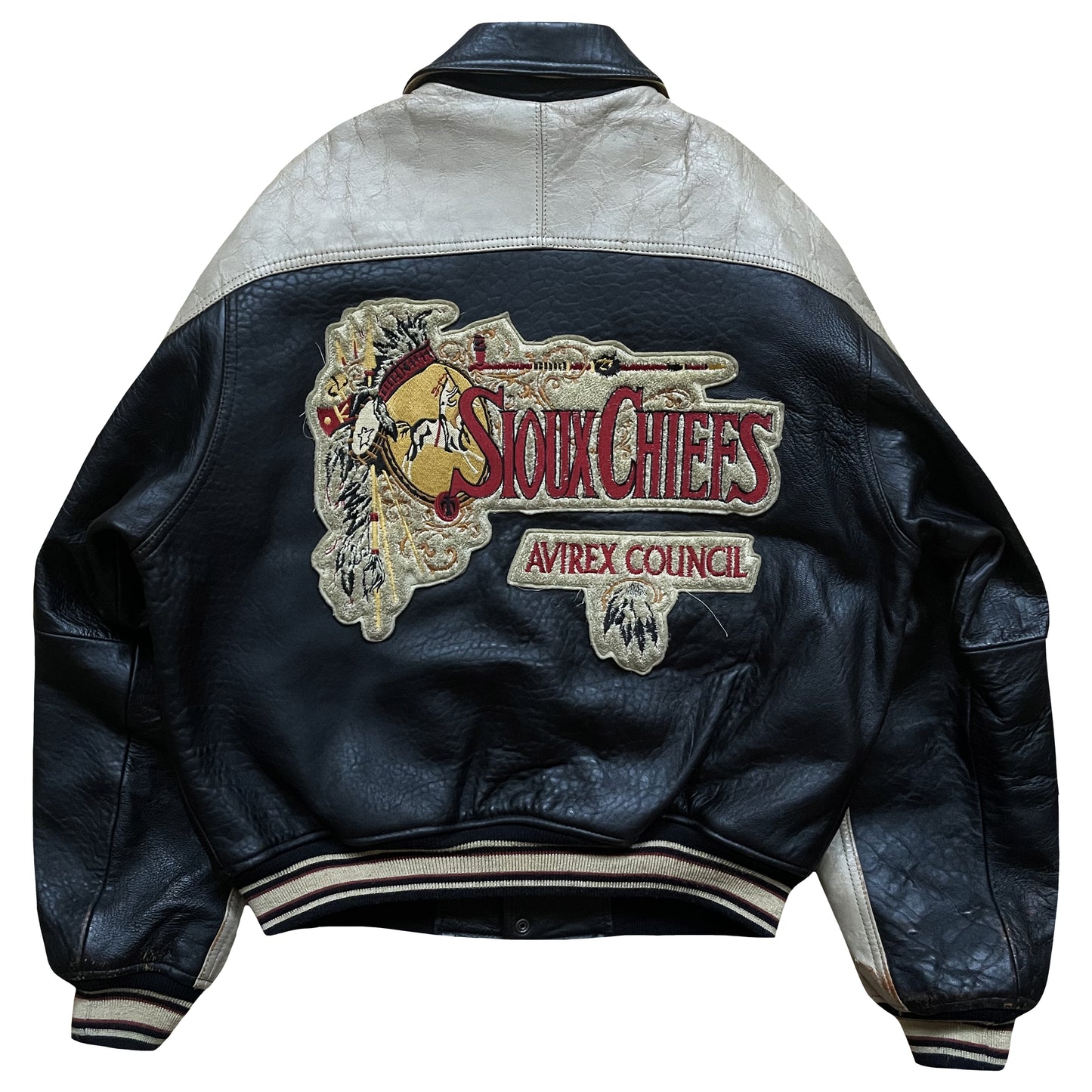 Avirex 'Sioux Chiefs' Leather Varsity Jacket - M