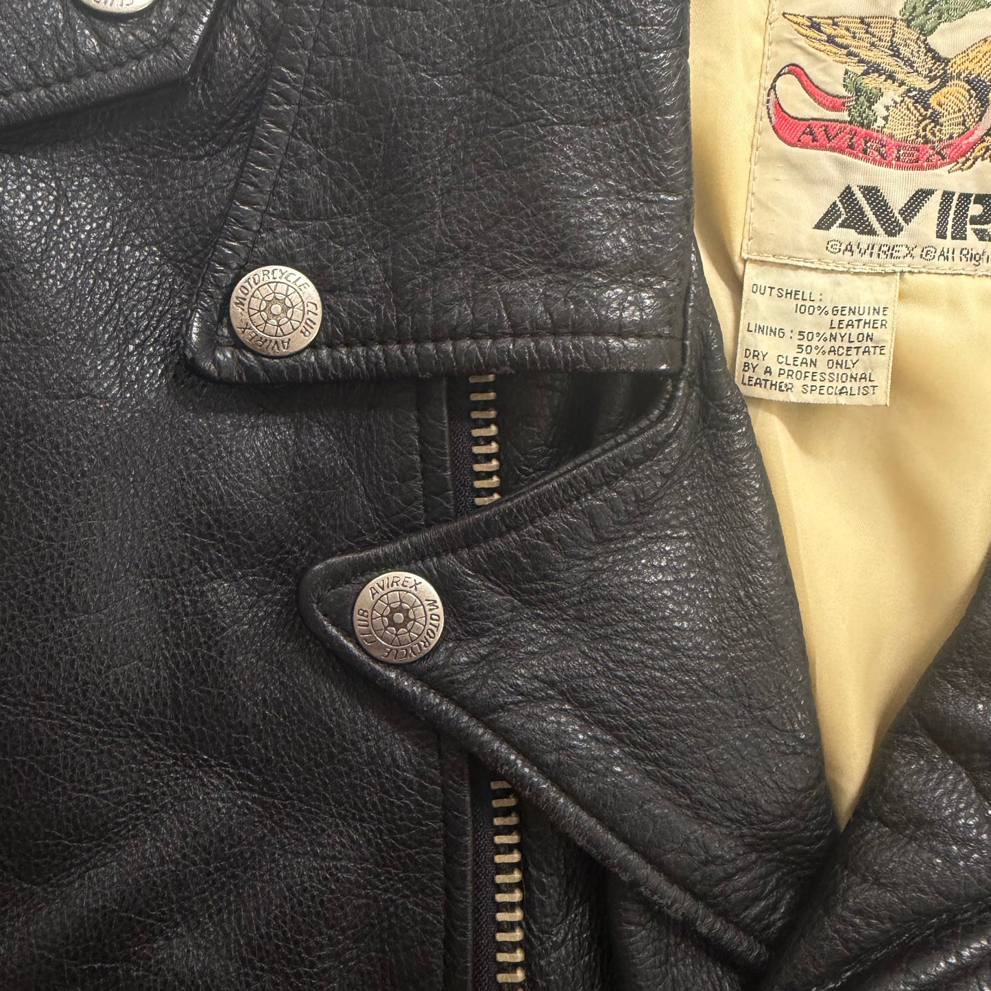 Avirex Howling Wolf Leather Biker Jacket - S