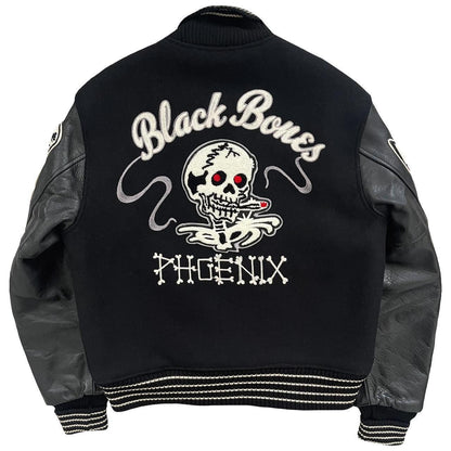 Whitesville Varsity Jacket Black Bones