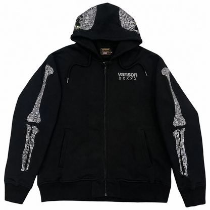 Vanson Leathers 50th Anniversary Rhinestone Skeleton Hoodie - XL
