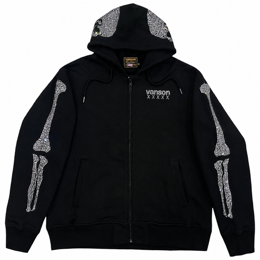 Vanson Leathers 50th Anniversary Rhinestone Skeleton Hoodie - L