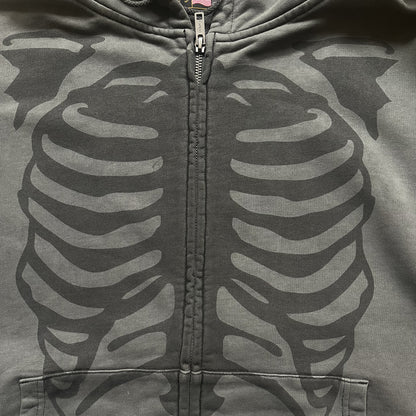 Vanson Leathers Distressed Skeleton Hoodie - L