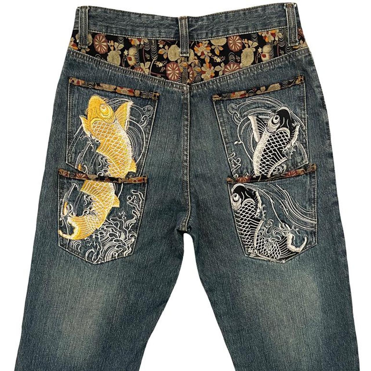 Japanese Koi Fish Multipocket Jeans