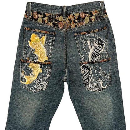 Japanese Koi Fish Multipocket Jeans - Main Image