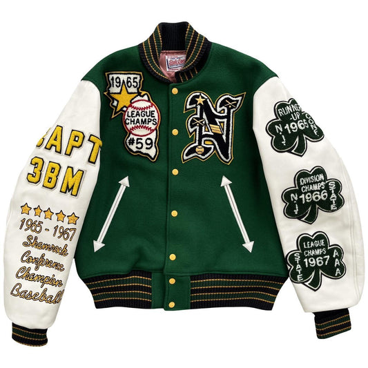 vintage style eyes varsity jacket