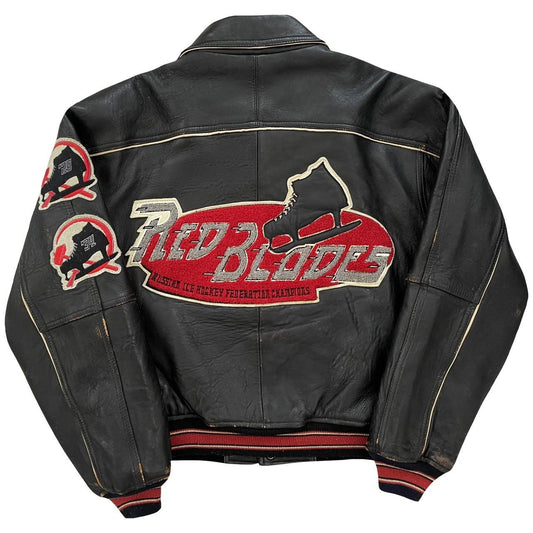 vintage avirex leather varsity jacket