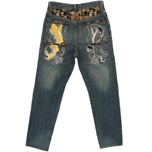Japanese Koi Fish Multipocket Jeans